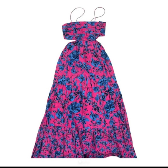 Floral Pink & Blue Playa Lucila Cutout Maxi Dress party resort spring $150 boho - Picture 7 of 8